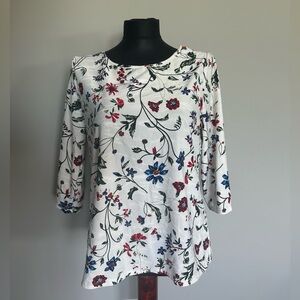 Emily Daniels Floral White Top